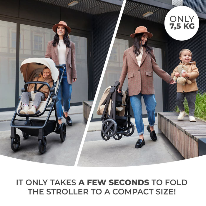 Cărucior Kinderkraft Newly, 3 in 1, Light Grey