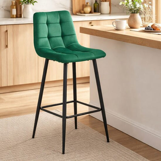 Scaun de bucatarie/bar, Artool, Arceto, catifea verde, picioare metal negru, 43.5x32.5x104 cm