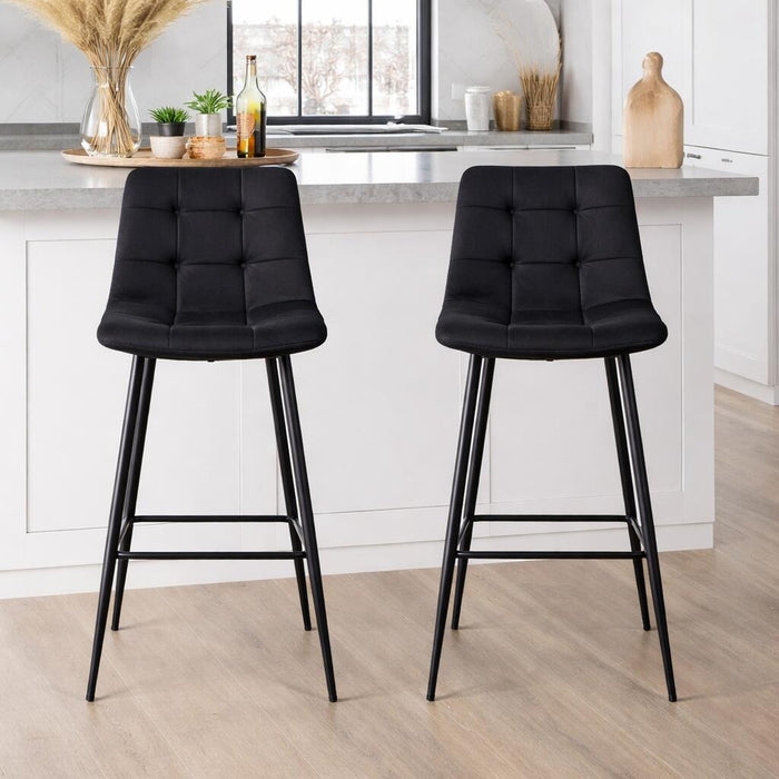 Scaun de bucatarie/bar, Artool, Arceto, catifea neagra, picioare metal negru, 43.5x32.5x104 cm