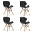 Set 4 scaune stil scandinav, Artool, Lago, piele ecologica neagra, picioare lemn natur, 47x38x73 cm