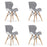 Set 4 scaune stil scandinav, Artool, Lago, piele ecologica gri si alba, picioare lemn natur, 47x52x73 cm