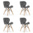 Set 4 scaune stil scandinav, Artool, Lago Velvet, catifea gri, picioare lemn natur, 47x36x73.5 cm