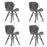 Set 4 scaune stil scandinav, Artool, Lago, piele ecologica gri, picioare lemn negru, 47.5x36x74 cm