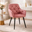 Scaun stil fotoliu bucatarie/living, Artool, York, catifea roz, picioare metal negru, 56x62x83.5 cm