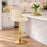 Scaun de bucatarie/bar, Artool, Kast, rotativ, catifea bej, picior metal auriu, 45.5x49x85-105 cm