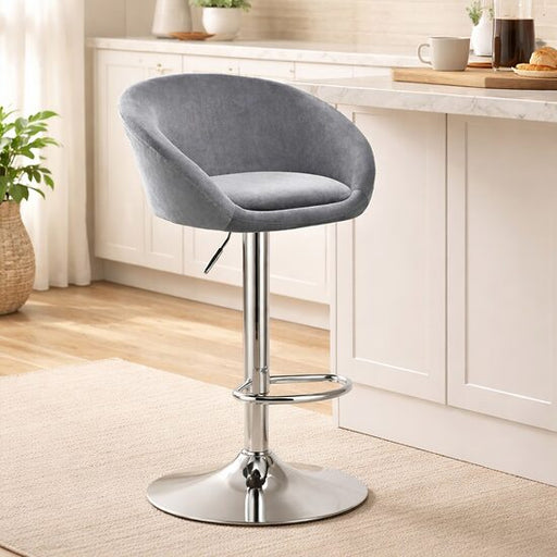 Scaun de bucatarie/bar, Artool, East, rotativ, catifea gri, picior metal argintiu, 53x46x81-103 cm