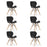 Set 6 scaune bucatarie/living, Artool, Lago, piele ecologica neagra, picioare lemn natur, 47x38x73 cm