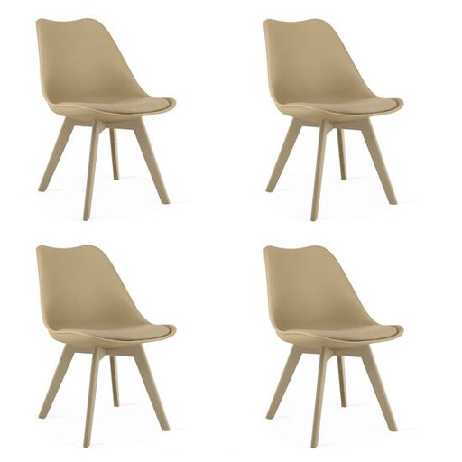Set 4 scaune bucatarie/living, Artool, Mark, PP bej, picioare bej, 49x43x82 cm