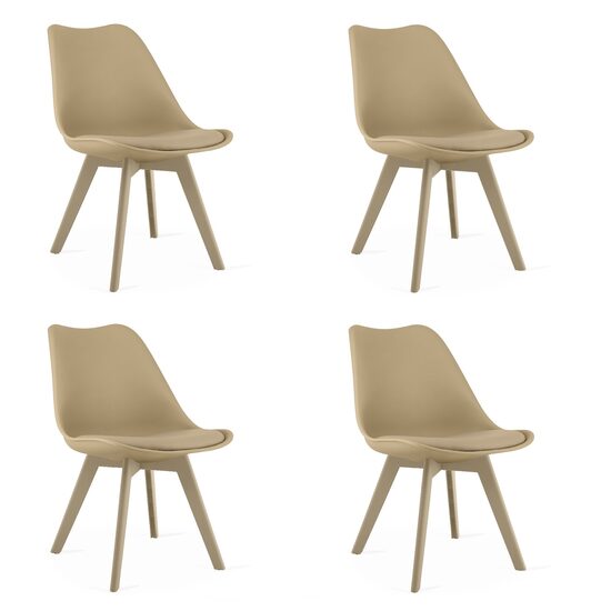 Set 4 scaune bucatarie/living, Artool, Mark, PP bej, picioare bej, 49x43x82 cm