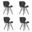 Set 4 scaune bucatarie/living, Artool, Lago, piele ecologica neagra, picioare lemn negru, 47.5x52x74 cm