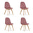 Set 4 scaune bucatarie/living, Artool, Bora, catifea roz inchis, picioare lemn natur, 44.5x54x81.5 cm