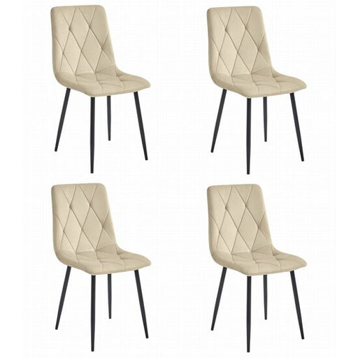 Set 4 scaune bucatarie/living, Artool, Libra, catifea bej, picioare metal negru, 44x40x88.5 cm