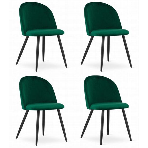 Set 4 scaune bucatarie/living, Artool, Bello, catifea verde, picioare metal negru, 46x42.5x76.5 cm
