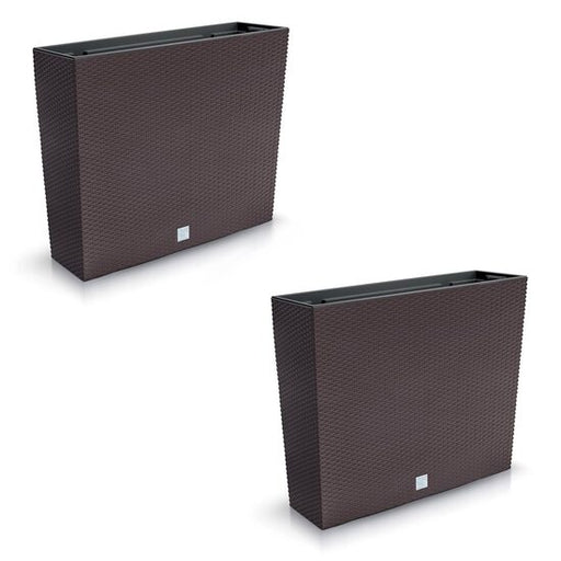 Set 2 jardiniere decorative, imitatie ratan, Rato Case, maro, 58x18x49.8 cm