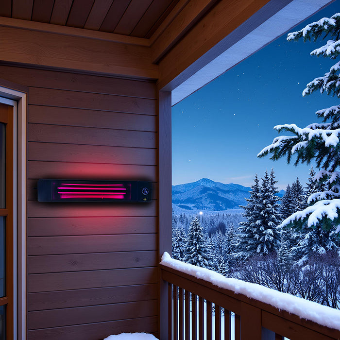 4500W/2250 Wați negru, incalzitor electric cu infrarosu, interior exterior, termostat cu Wi-Fi si APP internet TUYA, 100x18cm