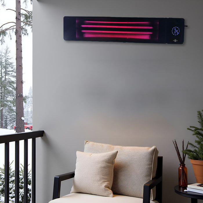 4500W/2250 Wați negru, incalzitor electric cu infrarosu, interior exterior, termostat cu Wi-Fi si APP internet TUYA, 100x18cm