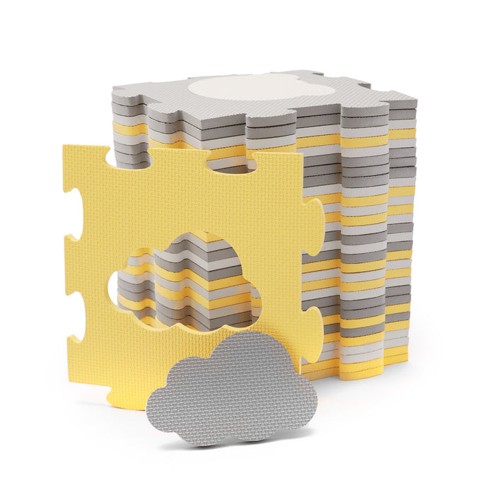 Covoraș de Joacă Kinderkraft Luno Shapes, Puzzle 3D, Spuma, Yellow