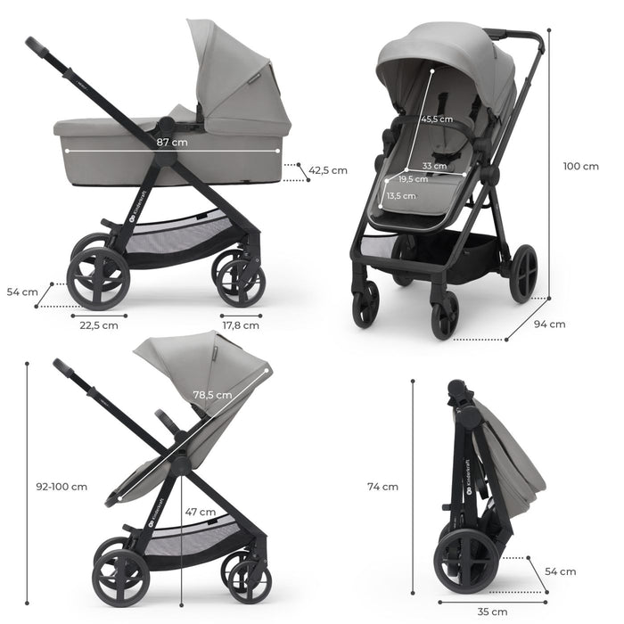 Cărucior Kinderkraft Newly, 3 in 1, Light Grey