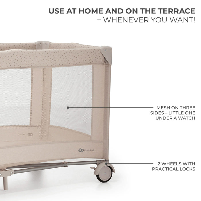 Pătuț Travel Kinderkraft Joy2, fără Accesorii, Beige