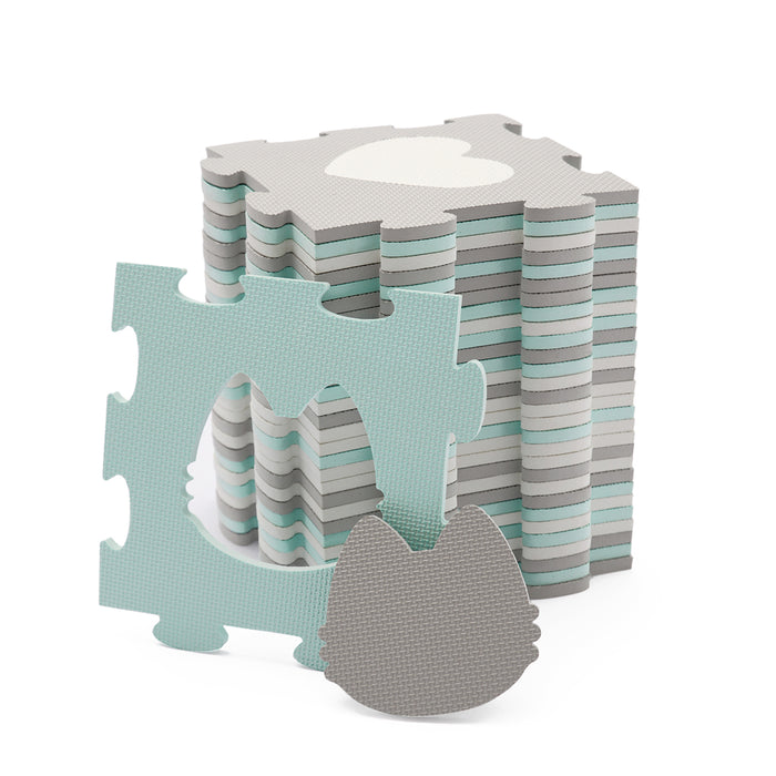 Covoraș de Joacă Kinderkraft Luno Shapes, Puzzle 3D, Spuma, Mint