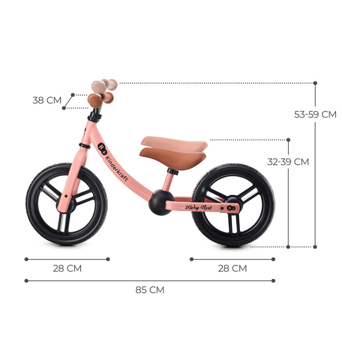 Bicicletă fără Pedale, Kinderkraft - 2Way Next, Portocaliu, 12Inch, Rose Pink