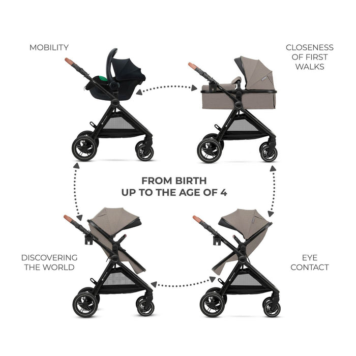 Cărucior Kinderkraft Esme Pro, 3 in 1, Sand Beige