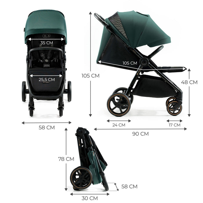 Cărucior Sport, Ultra Compact, Kinderkraft Mitzy, 0-22 kg, Jade Green