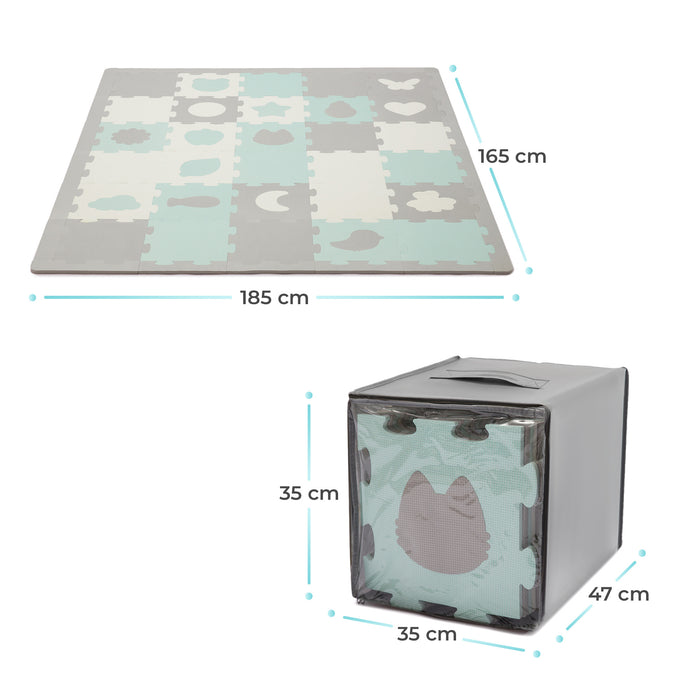 Covoraș de Joacă Kinderkraft Luno Shapes, Puzzle 3D, Spuma, Mint