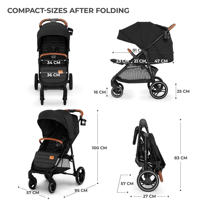 Cărucior Sport Kinderkraft Grande Plus, Black