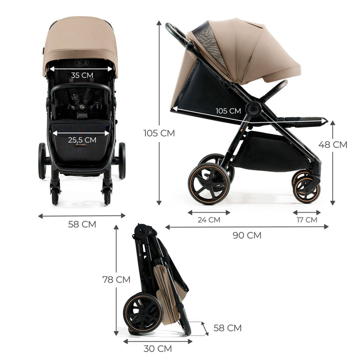 Cărucior Sport, Ultra Compact, Kinderkraft Mitzy, 0-22 kg, Linen Beige