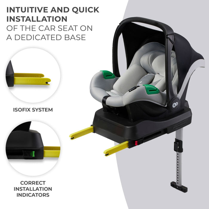Scoică Auto Kinderkraft Mink Pro I-Size 40-75 cm + Bază Zestaw Grey