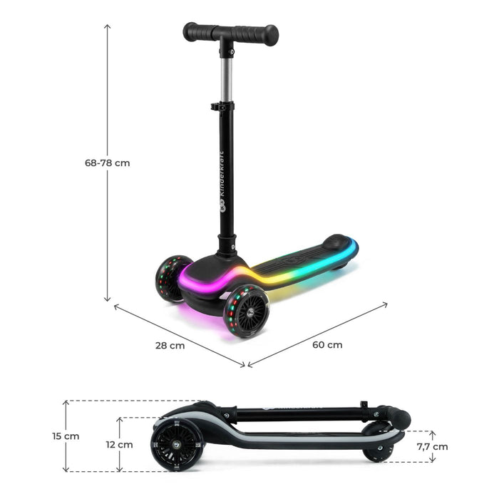 Trotinetă cu Lumini Kinderkraft Raket, Black