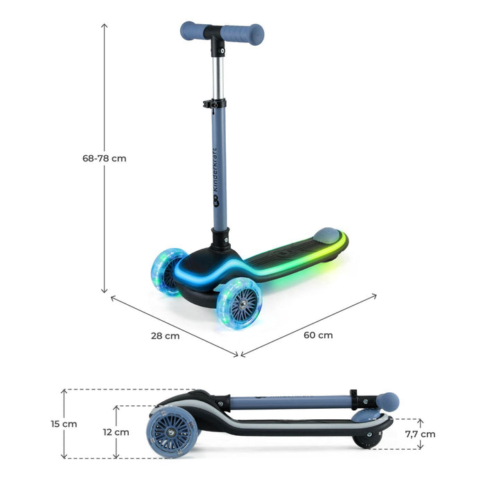 Trotinetă cu Lumini Kinderkraft Raket, Blue
