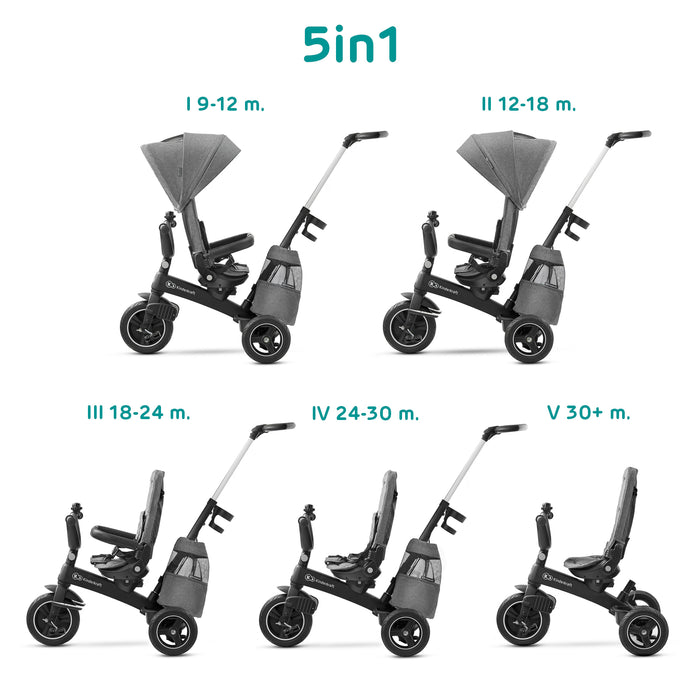 Tricicletă Kinderkraft Easytwist, Platinum Grey