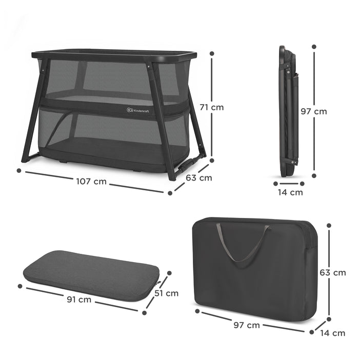 Pătuț de Calatorie Kinderkraft Sofi Plus, 4 in 1, Grey