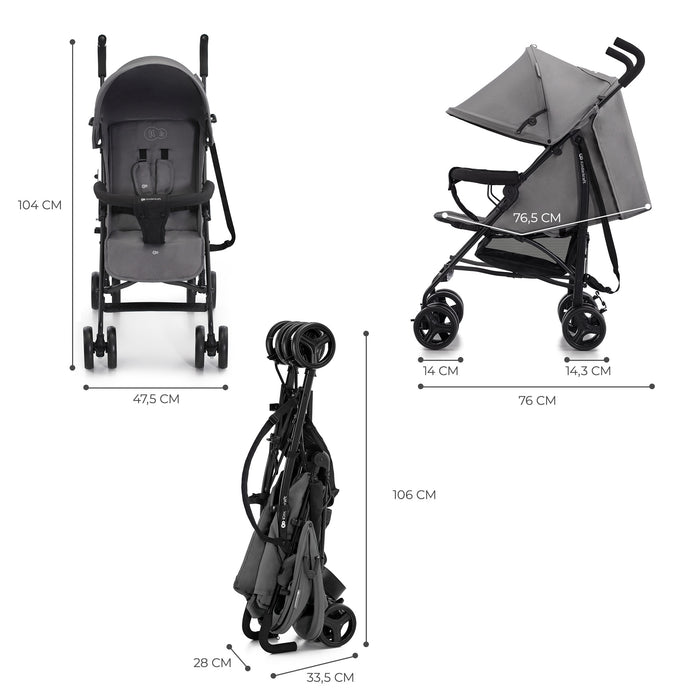 Cărucior Sport Kinderkraft Tik, Tip Umbrela, Stone Grey