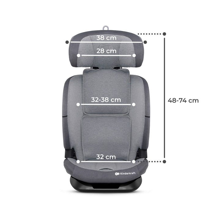 Scaun Auto I-Size, 76-150 cm, Kinderkraft Oneto 3, Isofix, Cool Grey