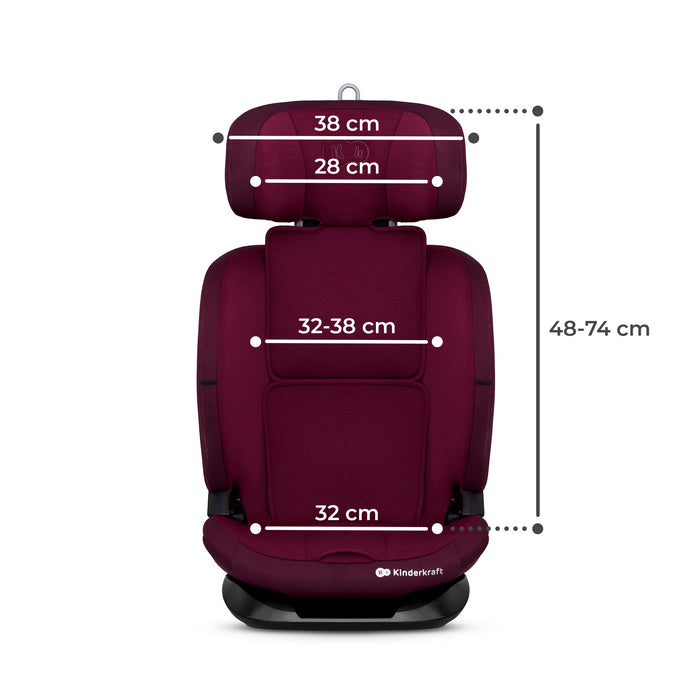 Scaun Auto I-Size, 76-150 cm, Kinderkraft Oneto 3, Isofix, Cherry Pearl