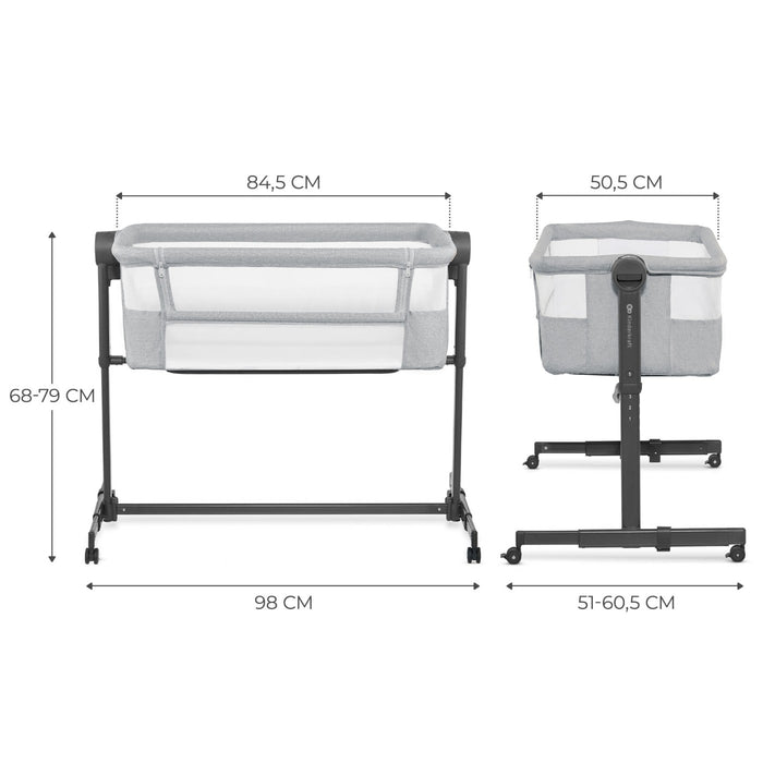 Pătuț Co-Sleeper Kinderkraft Nestee Up 2, Gri Deschis