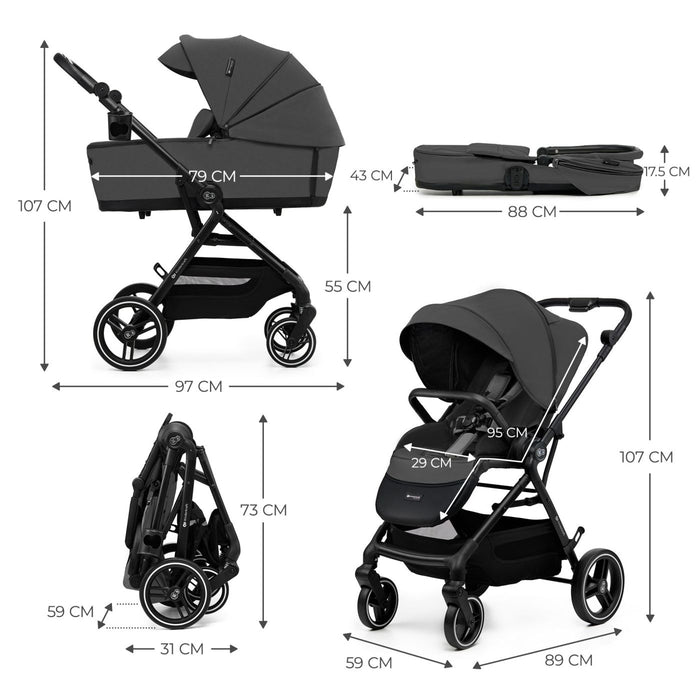 Cărucior Kinderkraft Yoxi 2In1, Moonlight Grey
