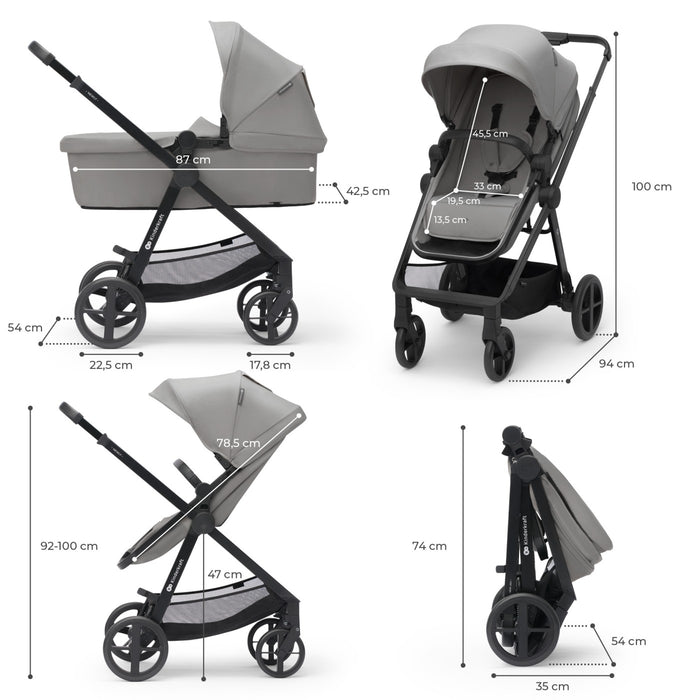 Cărucior Kinderkraft Newly, 4 in 1, Moonlight Grey