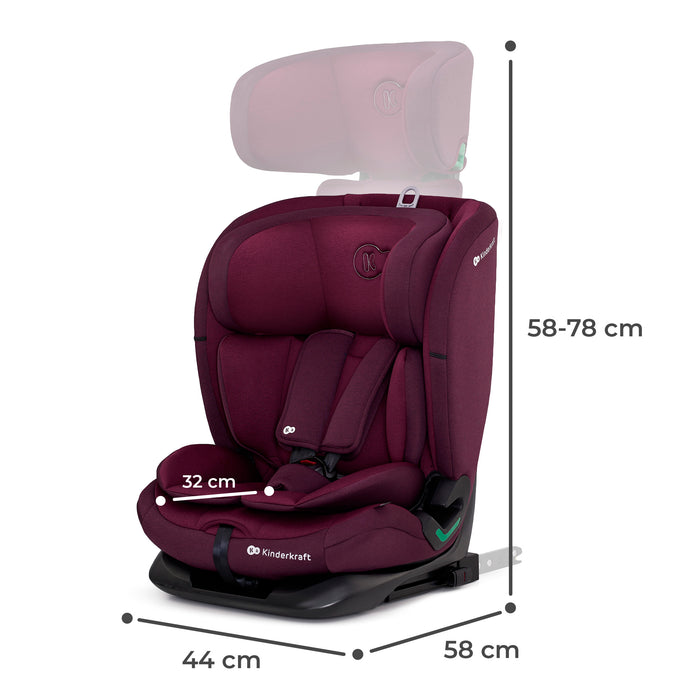Scaun Auto I-Size, 76-150 cm, Kinderkraft Oneto 3, Isofix, Cherry Pearl