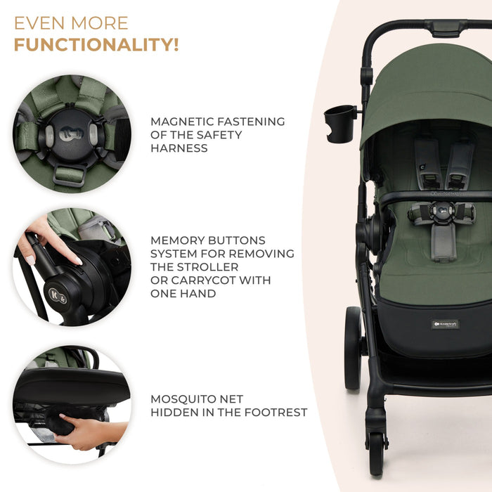 Cărucior Kinderkraft Yoxi 3In1 (Mink Pro) Mistic Green