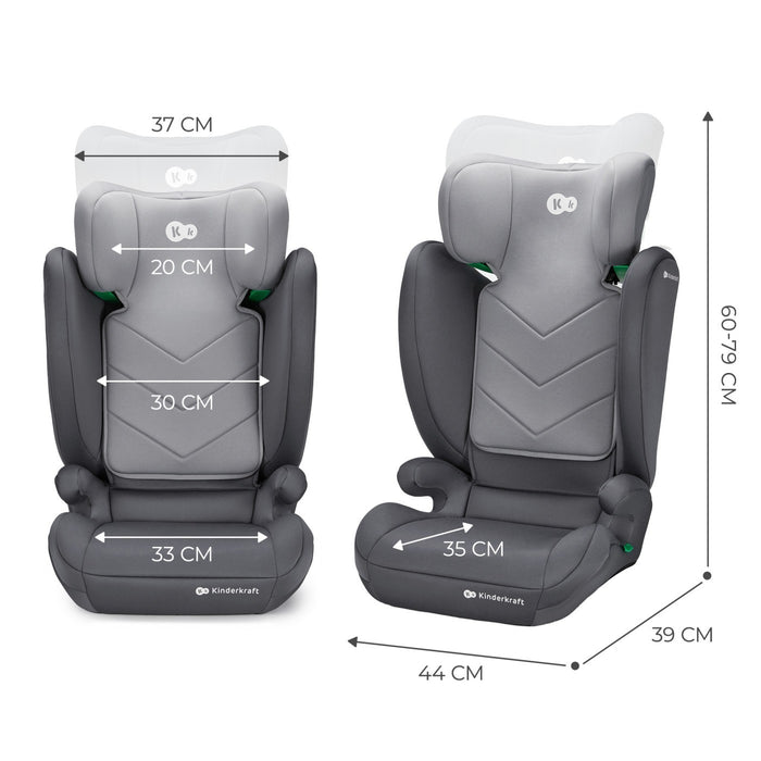 Scaun Auto Kinderkraft I-Spark, I-Size 100-150 cm, Grey