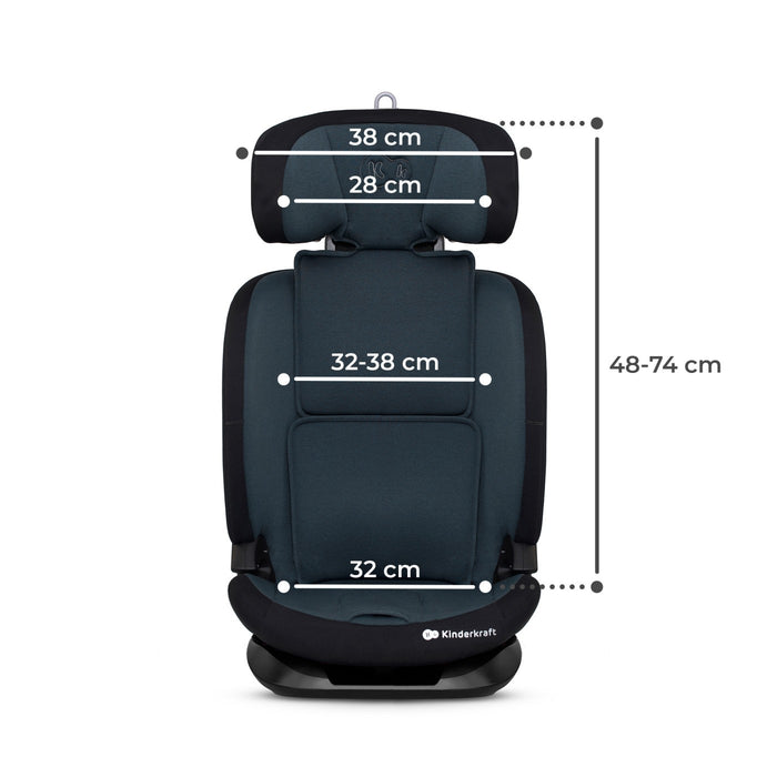 Scaun Auto I-Size, 76-150 cm, Kinderkraft Oneto 3, Isofix, Graphite Black