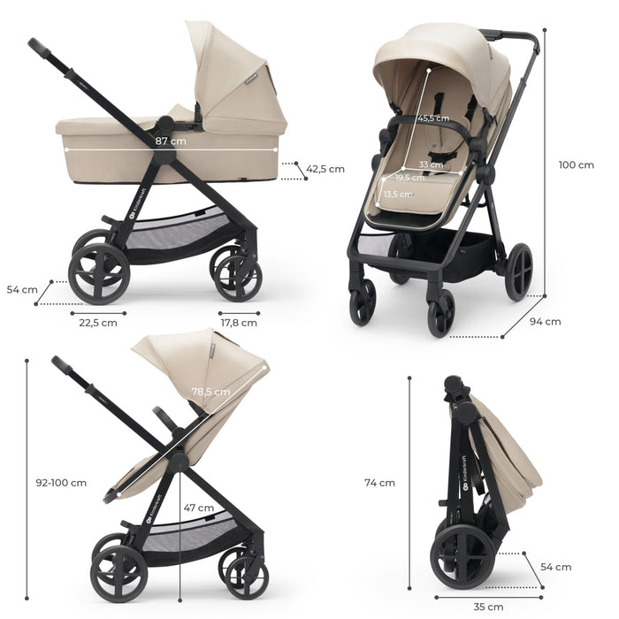 Cărucior Kinderkraft Newly, 4 in 1, Sand Beige