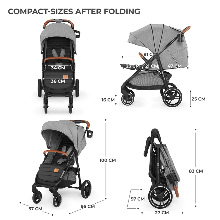 Cărucior Sport Kinderkraft Grande Plus, Grey