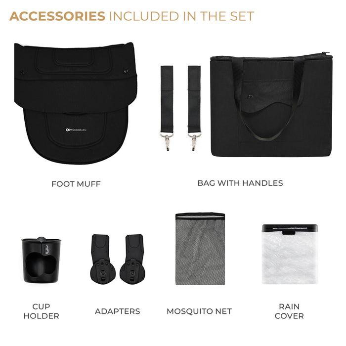 Cărucior Kinderkraft Yoxi 3In1 (Mink Pro) Pure Black