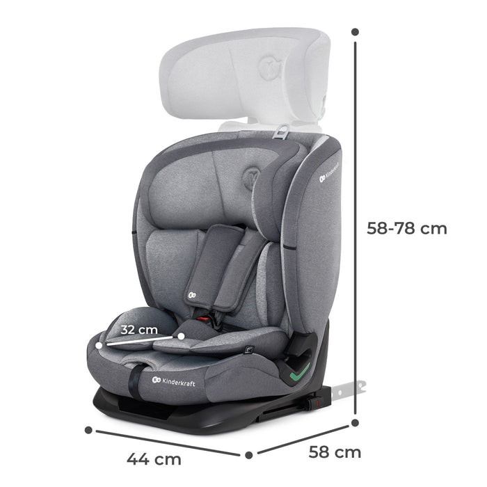 Scaun Auto I-Size, 76-150 cm, Kinderkraft Oneto 3, Isofix, Cool Grey