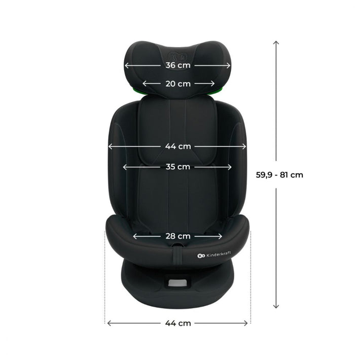 Scaun Auto Kinderkraft I-Grow 2 I-Size 40-150 cm, Black